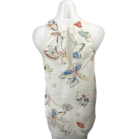 Aritzia Wilfred White Silk Floral Print Sleeveless Racerback Blouse Tank Top S - Picture 2 of 5